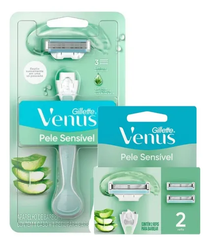 Aparelho De Depilar Gillette Venus Pele Sensível + 2 Cargas