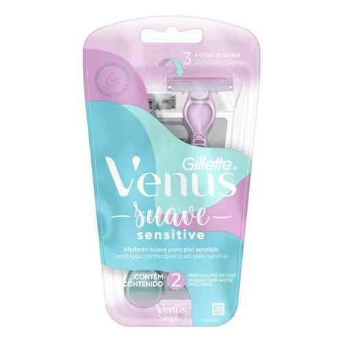 Gillette Aparelho De Depilar Venus Sensitive Feminino C/ 2 Unidades