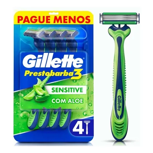 Aparelho Barbear Gillette Prestobarba 3 Sensitive Aloe Vera